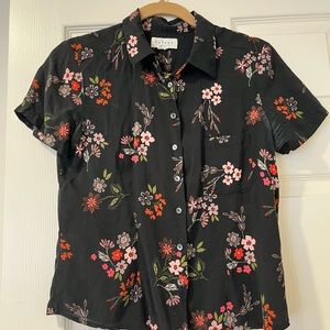 Velvet Short sleeve floral button down shirt